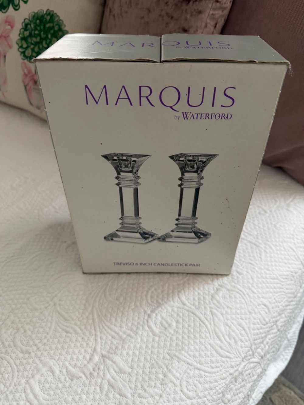 Marquis by Waterford Treviso Clear Glass Candlestick Pair - Clear